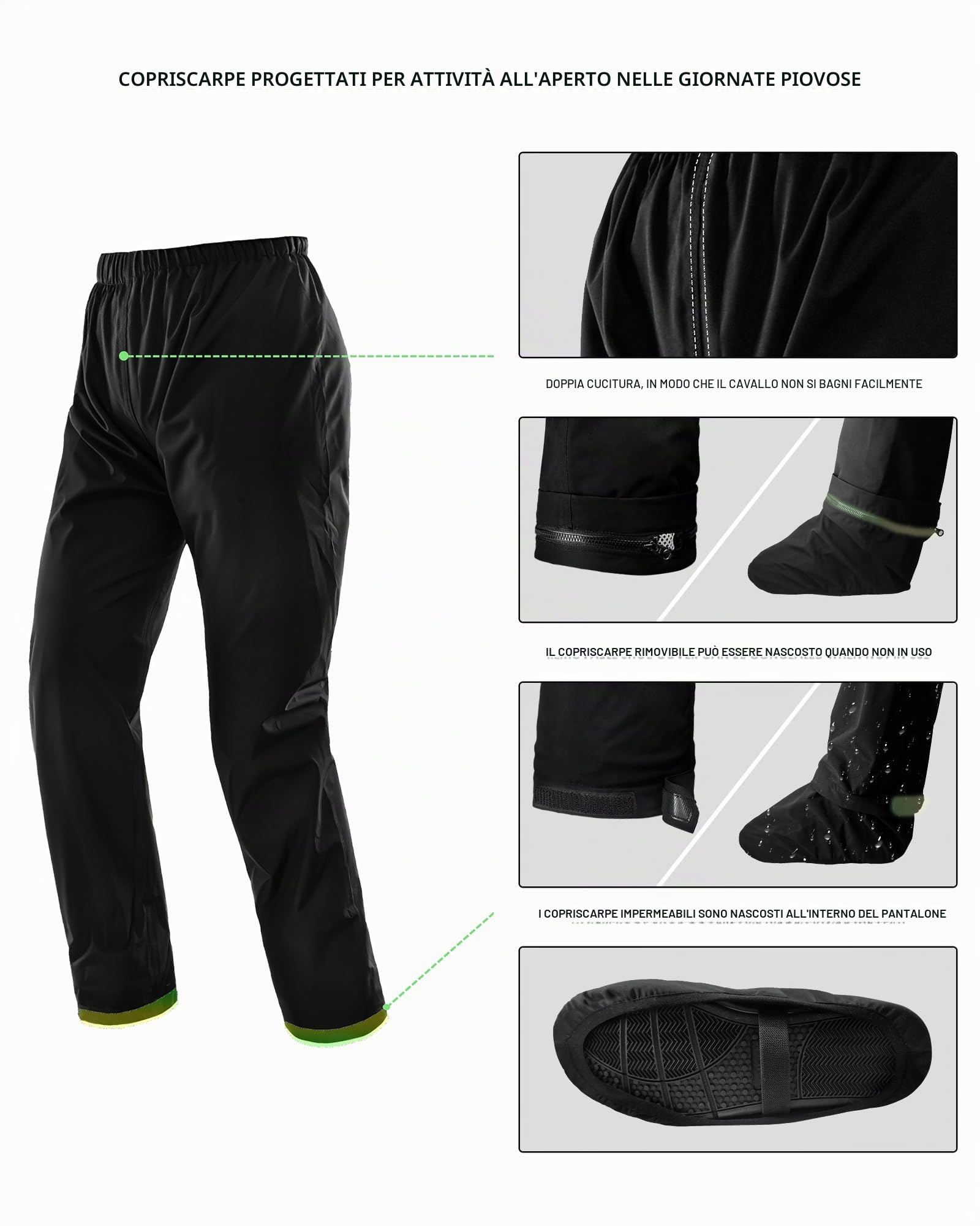 IRON JIA'S tuta impermeabile da moto da uomo, giacca impermeabile da moto da uomo, utilizzando il tessuto di protezione ambientale GRS, leggero impermeabile antivento traspirante, moto, ciclismo