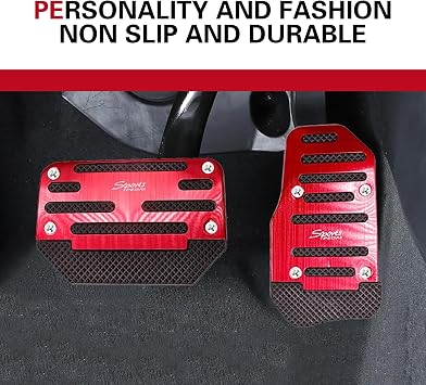 2 PCS Automatic Transmission Pedal Covers, Non-slip Car Pedal Covers, Alloy Gas and Brake Pedals Replacement Kit, Universal for Most Cars SUVs ATVs (Red)