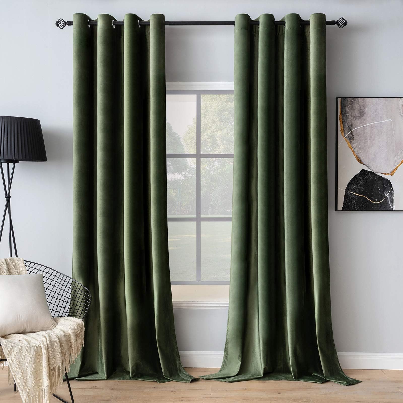 Amazon.com: MIULEE 2 Panels Olive Green Semi Sheer Window Curtains