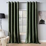 MIULEE Olive Green Velvet Curtains for Bedroom 2 Panel Set 96 Inch Drop Curtains, Soft Elegent Home Decor Velvet Curtain Living Room, Sun Blocking Room Darkening Thermal Eyelet Curtain 55x96 Inch - 1