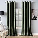 MIULEE Velvet Curtains Olive Green Elegant Grommet Curtains Thermal Insulated Soundproof Room Darkening Drapes for Classical Living Room Bedroom Decor 52 x 84 Inch Set of 2