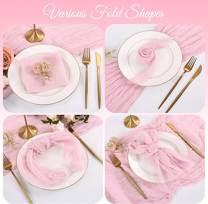 36 Servilletas de Tela Rosa Gasa 50x50cm para Boda Fiesta Decoracion miniatura 6