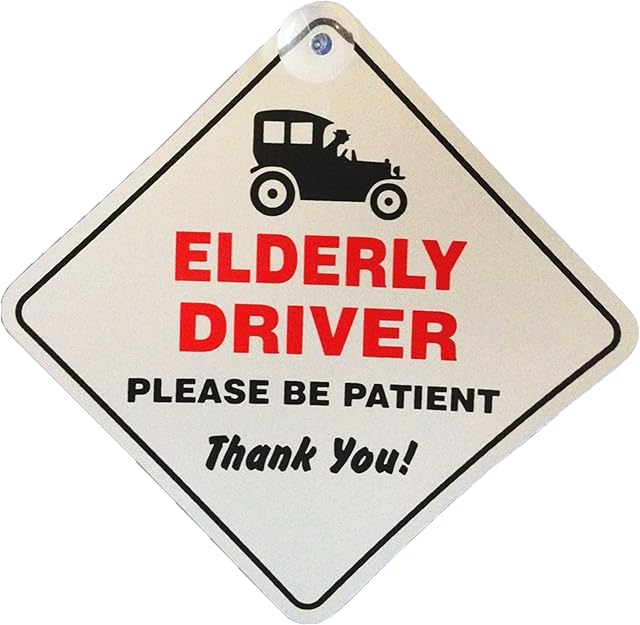 Elderly Driver Please Be Patient Window Sucker Sign, Blue, one Size, AMZ-SNL_UK_28839