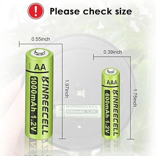 Miniatura 6 de Baterías AA recargables, baterías solares Ni-MH doble A de alta capacidad 1.2 V precargadas para luces solares al aire libre (AA-1000mAh-12pack)
