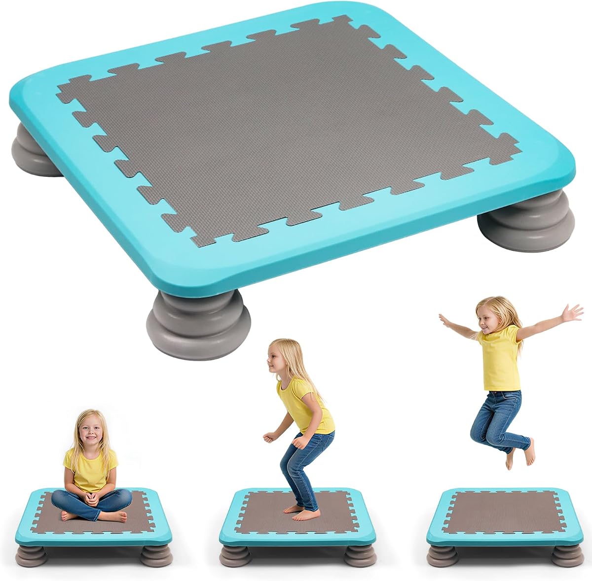 Mini trampolín para niños, tabla de rebote sensorial de 25 pulgadas - Interior al aire libre | Base antideslizante, equilibrio y juguete de salto de rebote para equipos de entrenamiento para niños autistas de 3 a 12 años