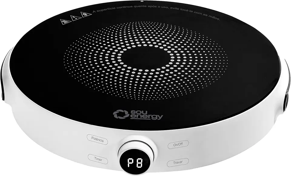 Fogão Cooktop Indução Portátil 1 Boca 2000W Bivolt Sou Energy - Fogão Elétrico Mesa Digital + Timer