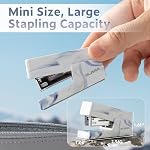 Mini Stapler avec 830 Agrafes, petits agrafes mignons, 25 Capacité de la feuille, Bleu Fluide