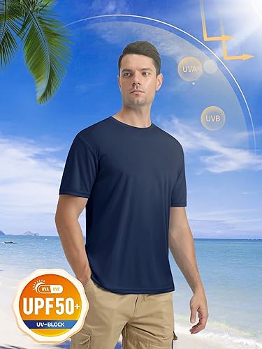 Miniatura 2 de MAGCOMSEN Camiseta de manga corta UPF 50+ para hombre, de secado rápido, protección contra erupciones, atlética, para correr, natación, camisetas de