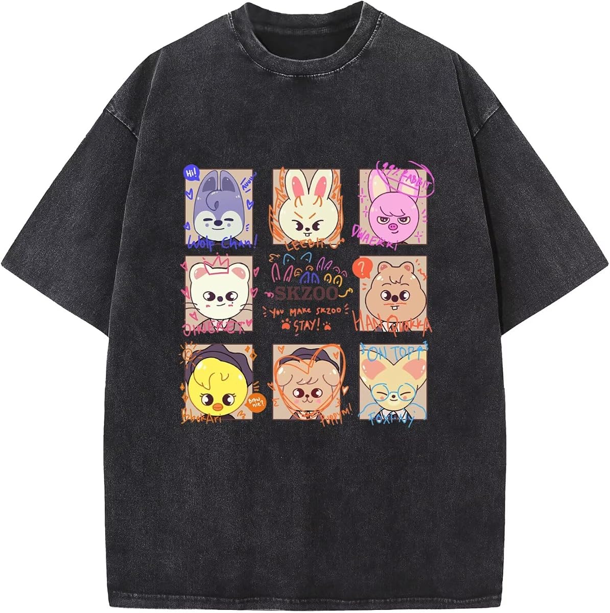 JUNG KOOK SKZ Felix Bangchan Hyunjin Leeknow Changbin Seungmin Tshirt Washed Vintage Tees Tops for Men Women