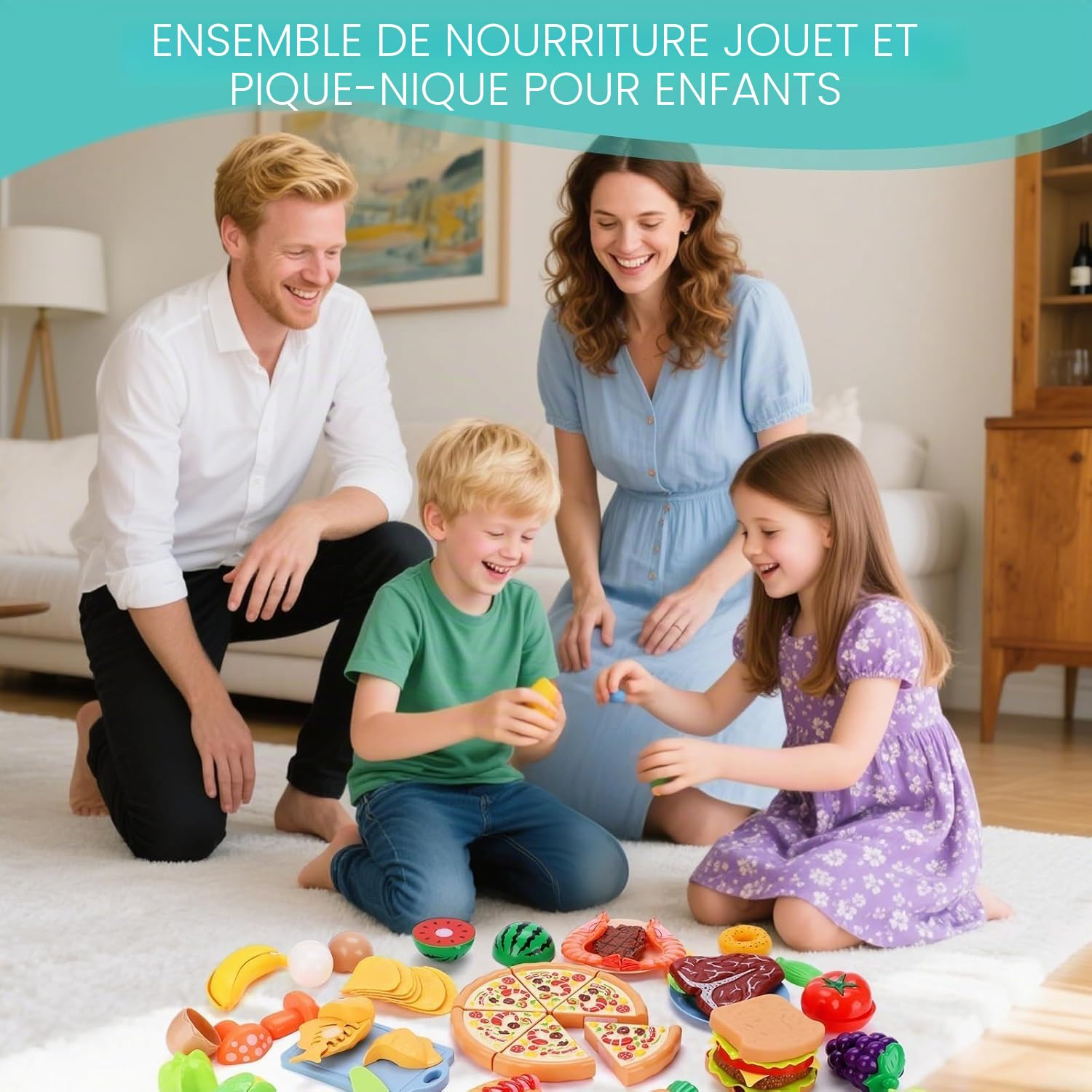 Accessoire Cuisine Enfant,85pcs Dinette Enfant Ustensile Cuisine Enfants,Cuisines Enfants Ensemble,Jeu de Role de Chef Kit Cuisines avec Panier Pique Nique,Cadeau Fille Garcon 3 4 5 6 7 Ans