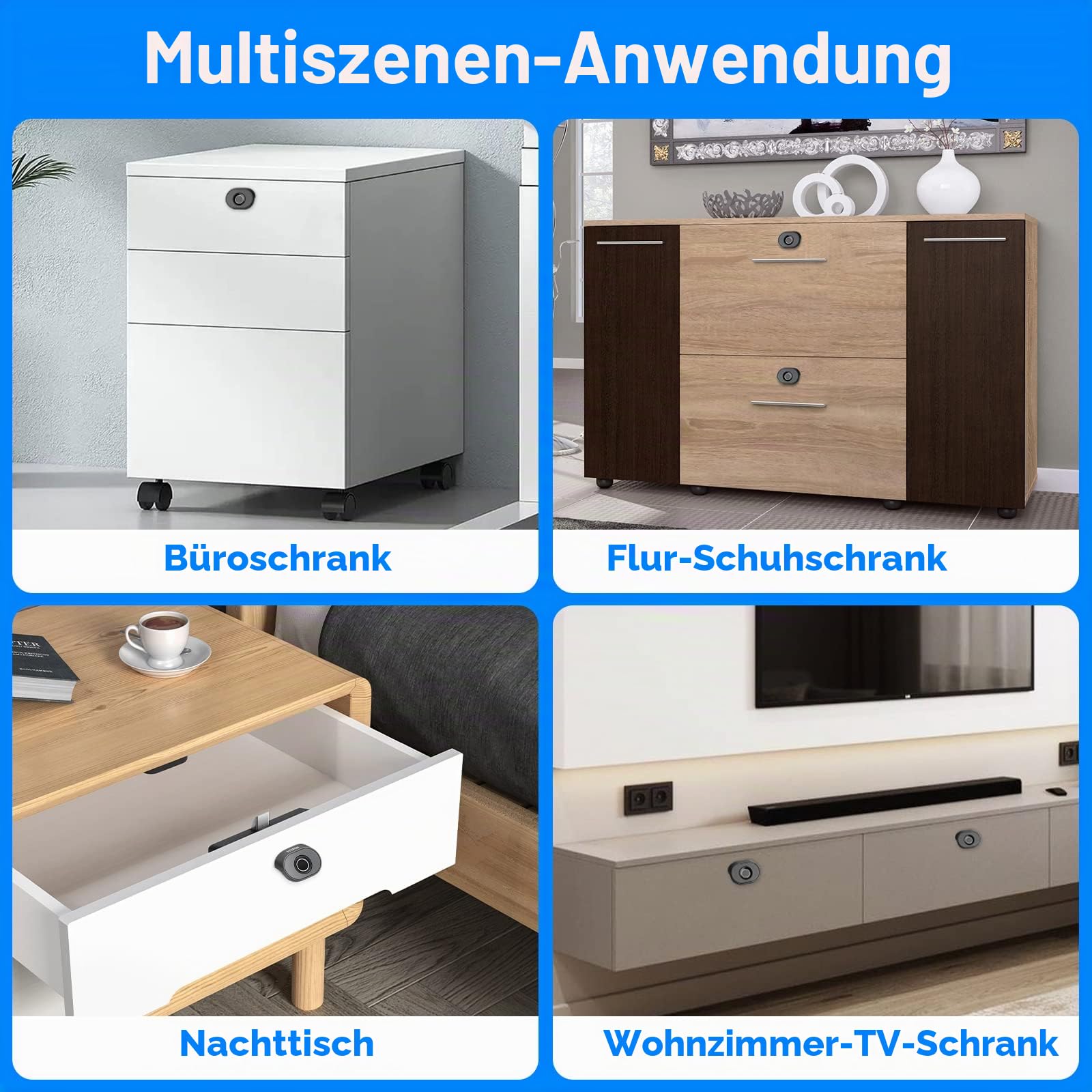 MYPIN Bluetooth Fingerabdruck Schrankschloss, intelligentes biometrisches Schrankschloss, elektrisches Fingerabdruck-Kindersicherheitsschloss, DIY-Holzmöbel-Privatsphäre-Schloss (legierter Stahl)