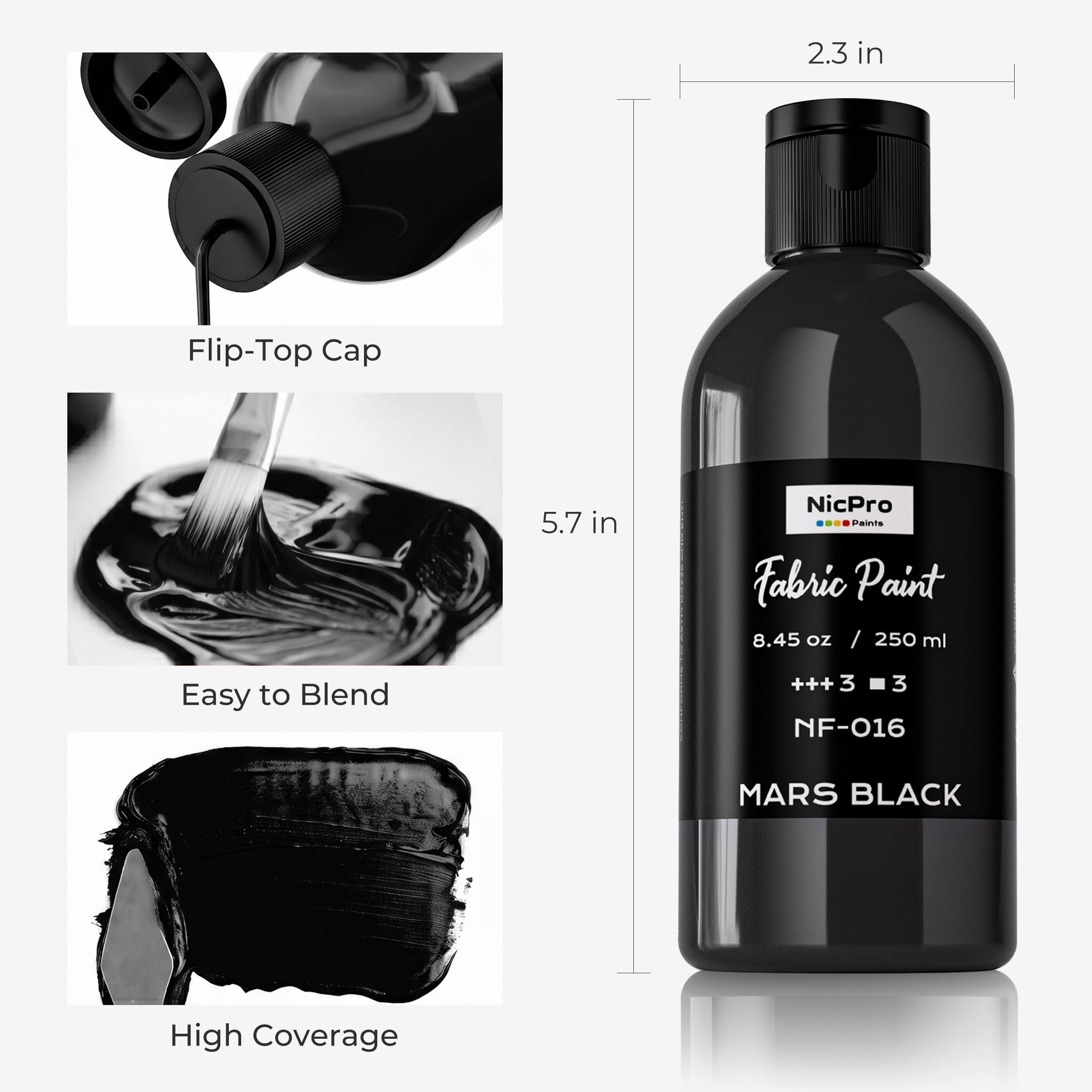 Nicpro 8 kleuren permanente textielverf (120 ml) Zachte, niet-giftige textielverf voor kleding, knutselspullen, tassen en canvas