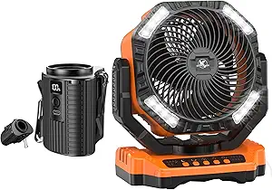 KITWLEMEN Portable Waist Fan & 40000mAh Auto-Oscillating Battery Powered Camping Fan, 5/4 Speeds for Powerful Cooling - Ideal for Outdoor Use