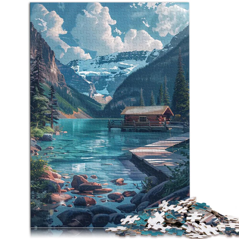 Puzzles pour Adolescents 2000 pièces Chalet de Montagne au Bord du lac Jeu de Quiz est idéal comme Cadeau pour Toute la Famille 70x100cm