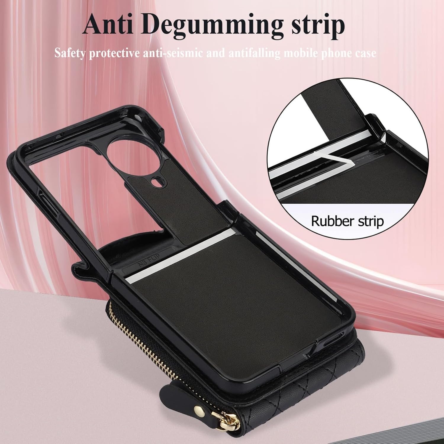 Case for OPPO Find N3 Flip, Stylish Women's Lanyard Case, Leather Case, RFID Blocking Wallet Phone Case (White,for OPPO Find N3 Flip)