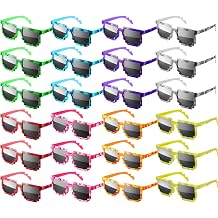Pibupibu 24 Pack Pixel Sunglasses, Miner Party Pixel Glasses for Adults, Gamer Robot Pixelated Sunglasses Birthday Party Supplies