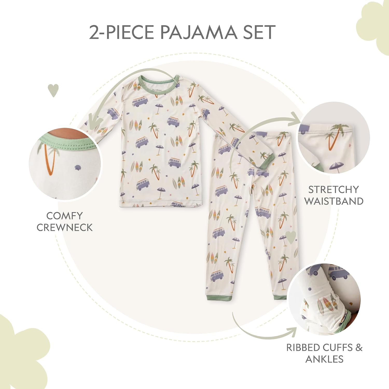 Toddler Pajamas - Soft, Breathable Long-Sleeve Pajama Set for Kids, 95% Viscose derived from Bamboo, 5% Spandex, Imported