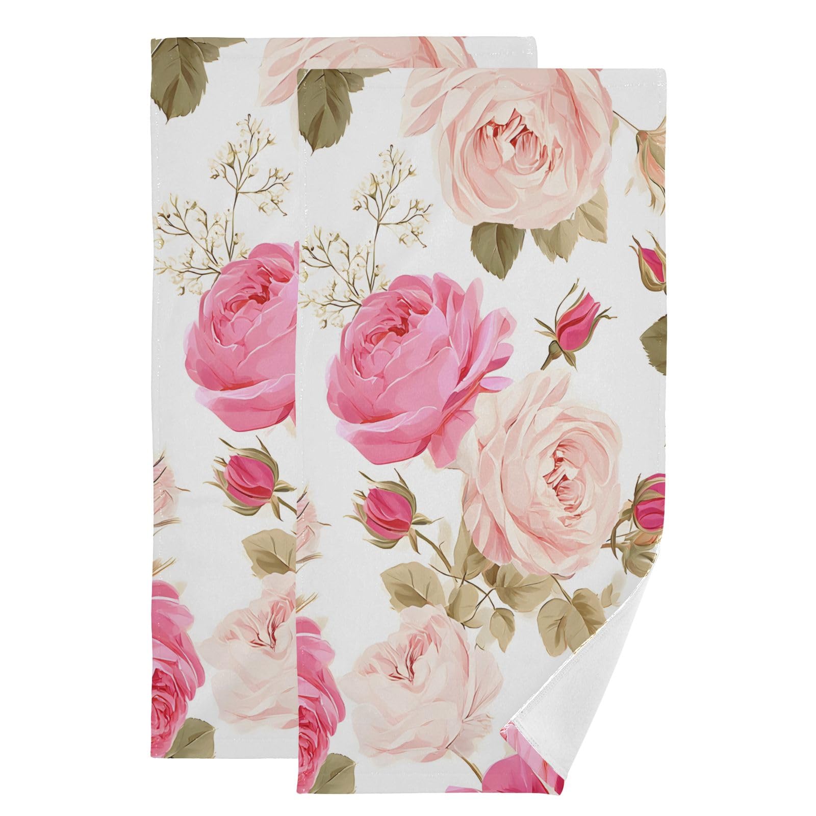Amazon.com: susiyo Pink Rose Flower Cotton Towels Set, Floral
