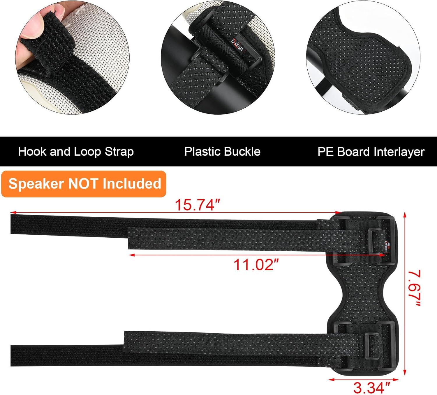 TXEsign Portable Speaker Mount for Bike/Golf Cart/Boat Railing, Adjustable Strap Bike Speaker Holder Attachment for JBL Charge 5/Charge 6/Flip 5/Flip 6/Flip 7/Beats Pill - Image 2