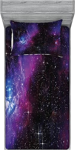 Miniatura 154 de Ambesonne Juego de sábanas bajeras y fundas de almohada de los años 90, patrón geométrico en estilo retro, formas redondas de triángulo de media