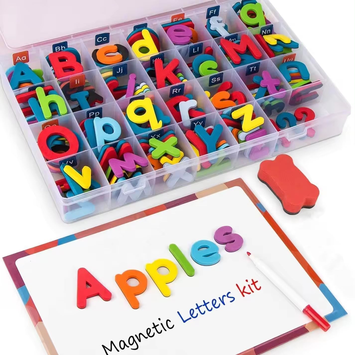 LOVE LOVE BELOVED Magnetic Alphabet Letters Kit Colorful 238 Pcs with Double-Side Magnet Board for Preschool Kids Toddler Spelling and Learning