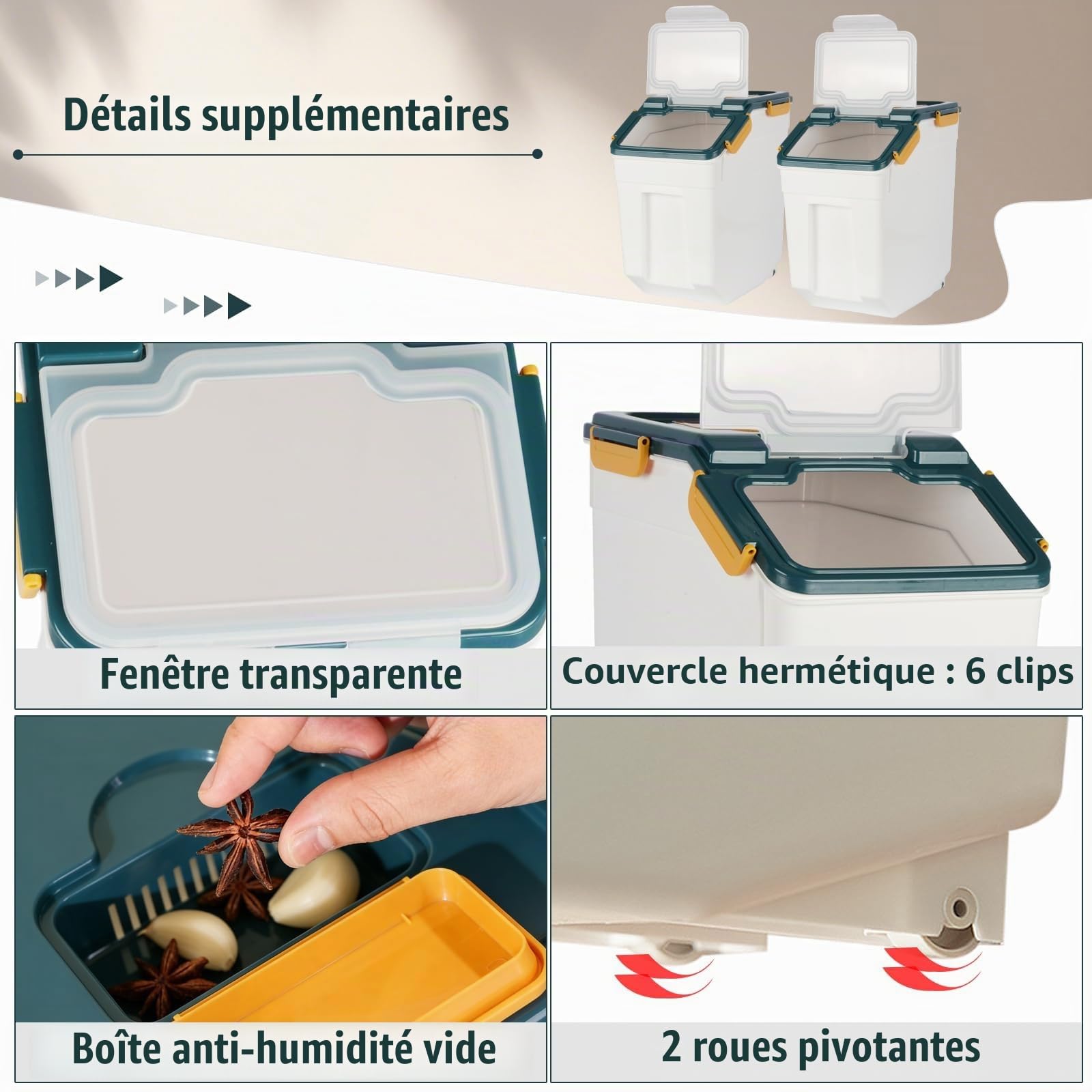 Conteneurs de conservation pour nourriture pour animaux de compagnie, 2 pièces, 15 kg, hermétiques, pour nourriture pour chiens, sans BPA, contenants pour nourriture pour chats avec pelle pour