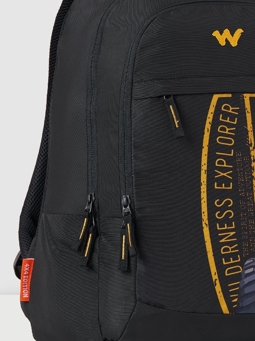 Wildcraft 4x4 Off Road 32L Laptop Backpack for Men & Women Fits 15.6 inch Laptop Padded Shoulder Straps, Multi Compartments, Anti-Theft Zippers College & Office Bag M Black