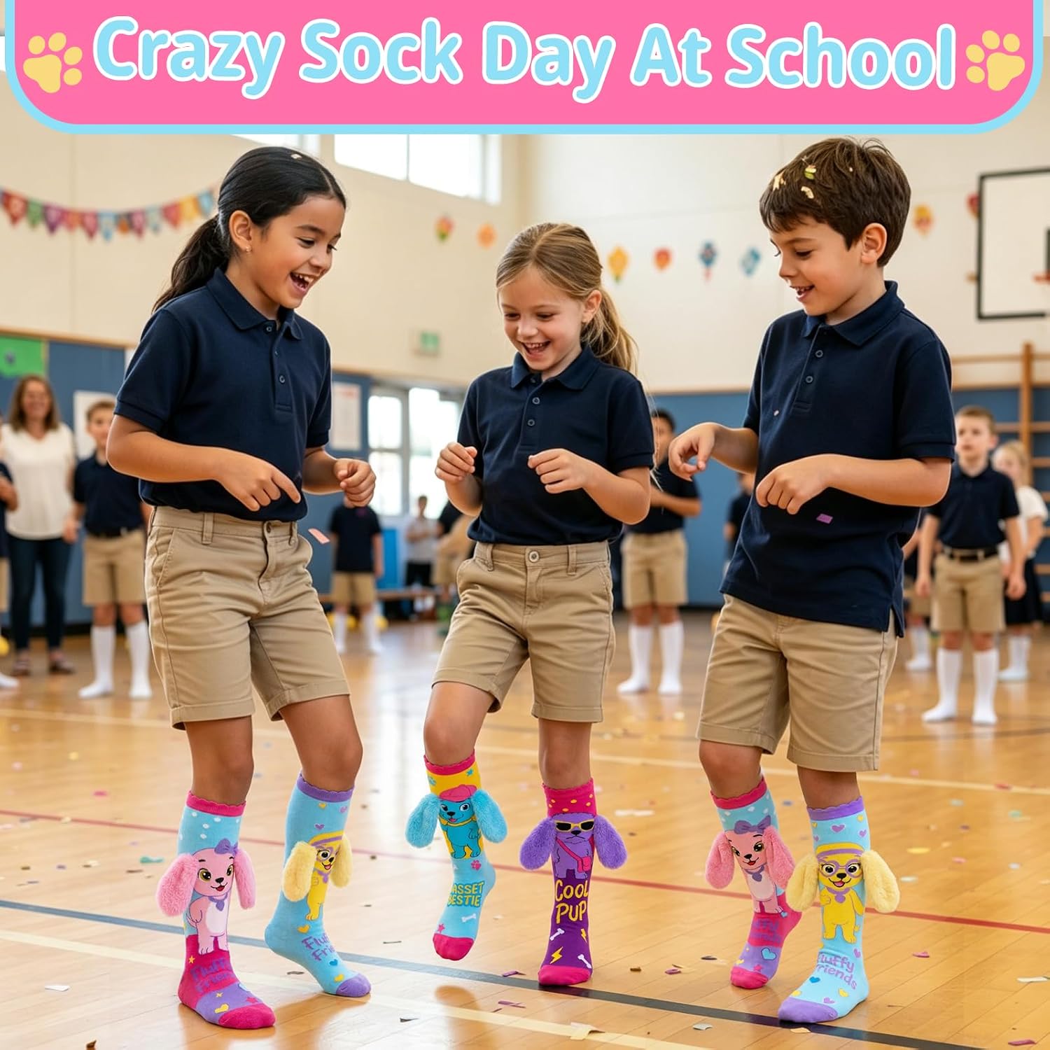 FreeNFond Crazy Socks for Kids, Knee High Funny Animal Socks with 3D Fluffy Ears for Girls Boys Crazy Sock Day Birthday Gifts