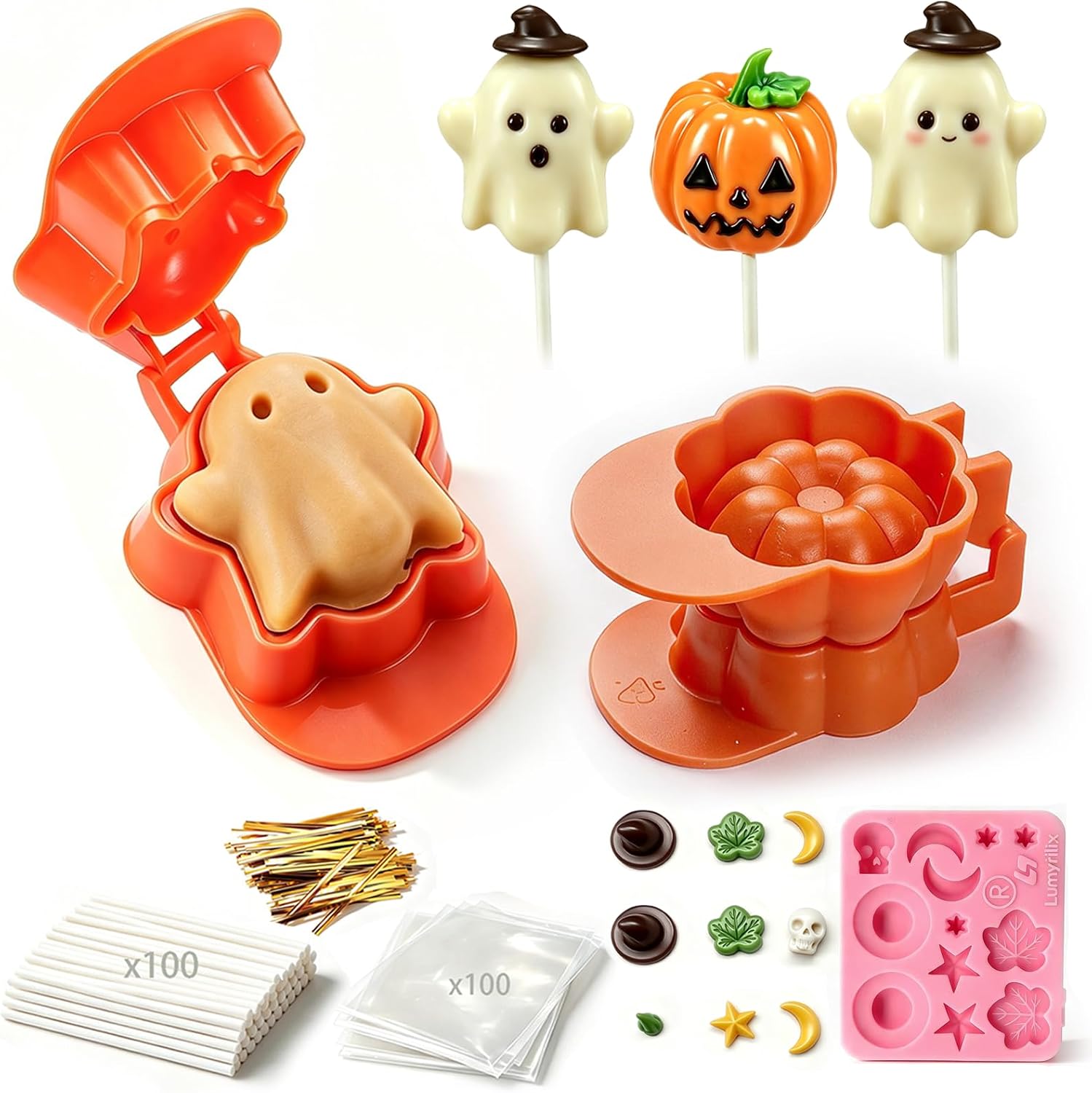 Halloween Cake Pop Mold with Sticks and Wrappers Kit