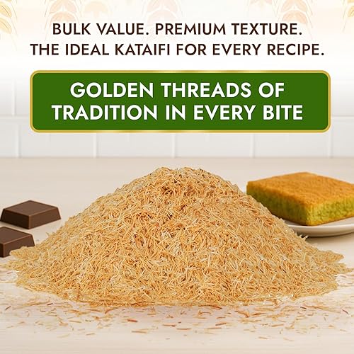 Miniatura 3 de Dolce Calma Masa kataifi seca asada, picada y rallada para chocolate Dubai, kunafa, baklava y pastelería - Masa de fillo rallada Kataifi a granel 11