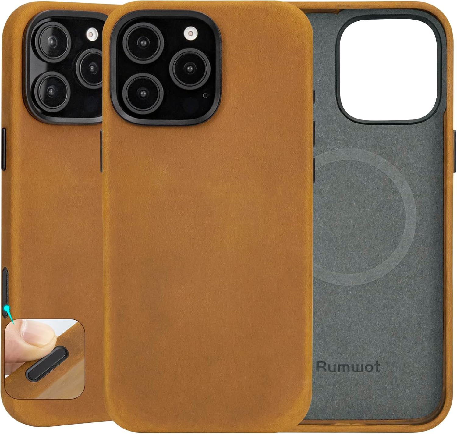 Genuine Crazy Horse Leather Case for iPhone 16 Pro Max Compatible with MagSafe - Vintage Luxury Slim Fit Phone Cover, Metal Buttons & Camera Bezel, Compatible with iPhone 16 Pro Max - Brown