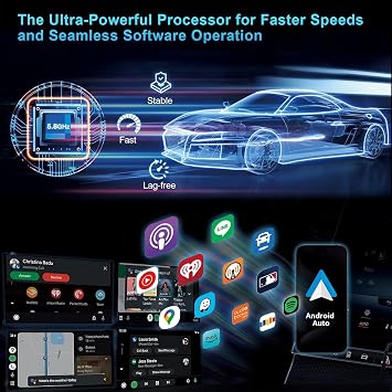Android Auto Wireless Adapter for Car, Android Auto Dongle Plug & Play Easy Setup Supports Voice Assistant Low Latency, Online Update Auto,Connect for 2016+ Cars