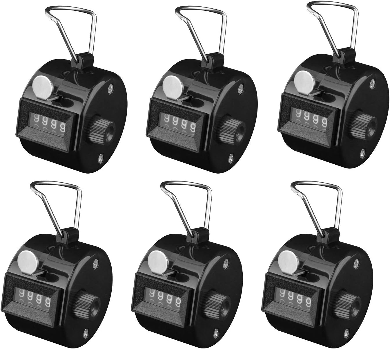MROCO Hand Tally Counter 4 Digit Display Tally Counter Mechanical Palm Click Counter Count Clicker Hand Held Counter Clicker for Sport Stadium Coach Casino and Other Event (Pack of 6 PCS Black)