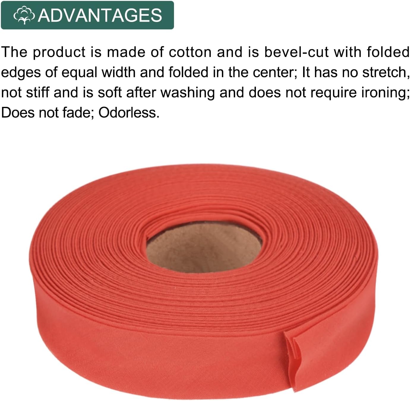 MECCANIXITY 1 Inch Double Fold Bias Tape Polyester Continuous Bulk Bias Tape for Sewing,Seaming Quilting Hemming Binding Crafts (Red 10 Yards)