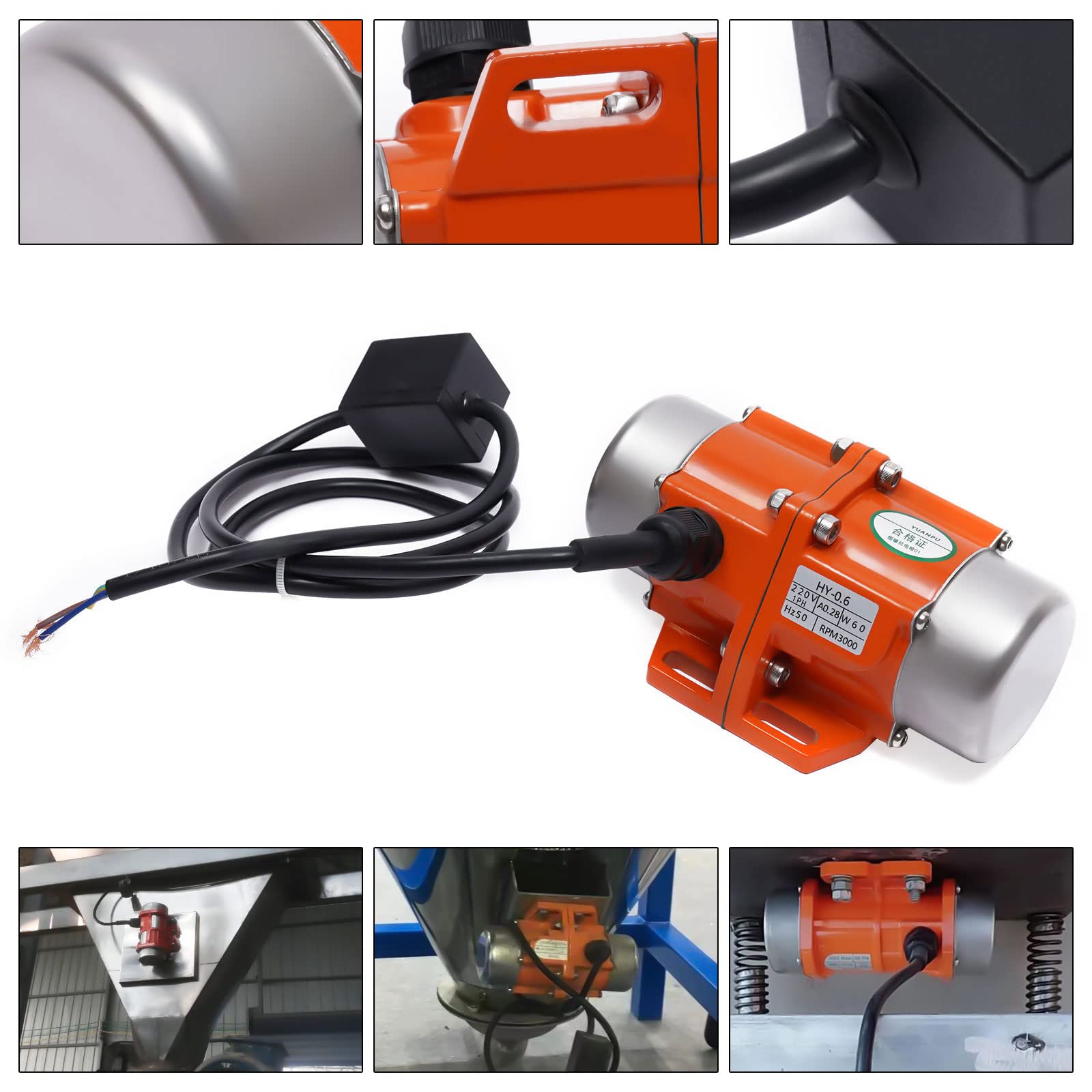 AC Vibration Motor,Moteur Vibrateur à Béton 60W Vibrating Asynchronous Vibrator 220V 3000Rpm,Moteur vibrant en alliage d'aluminium Mines Métallurgie Charbon