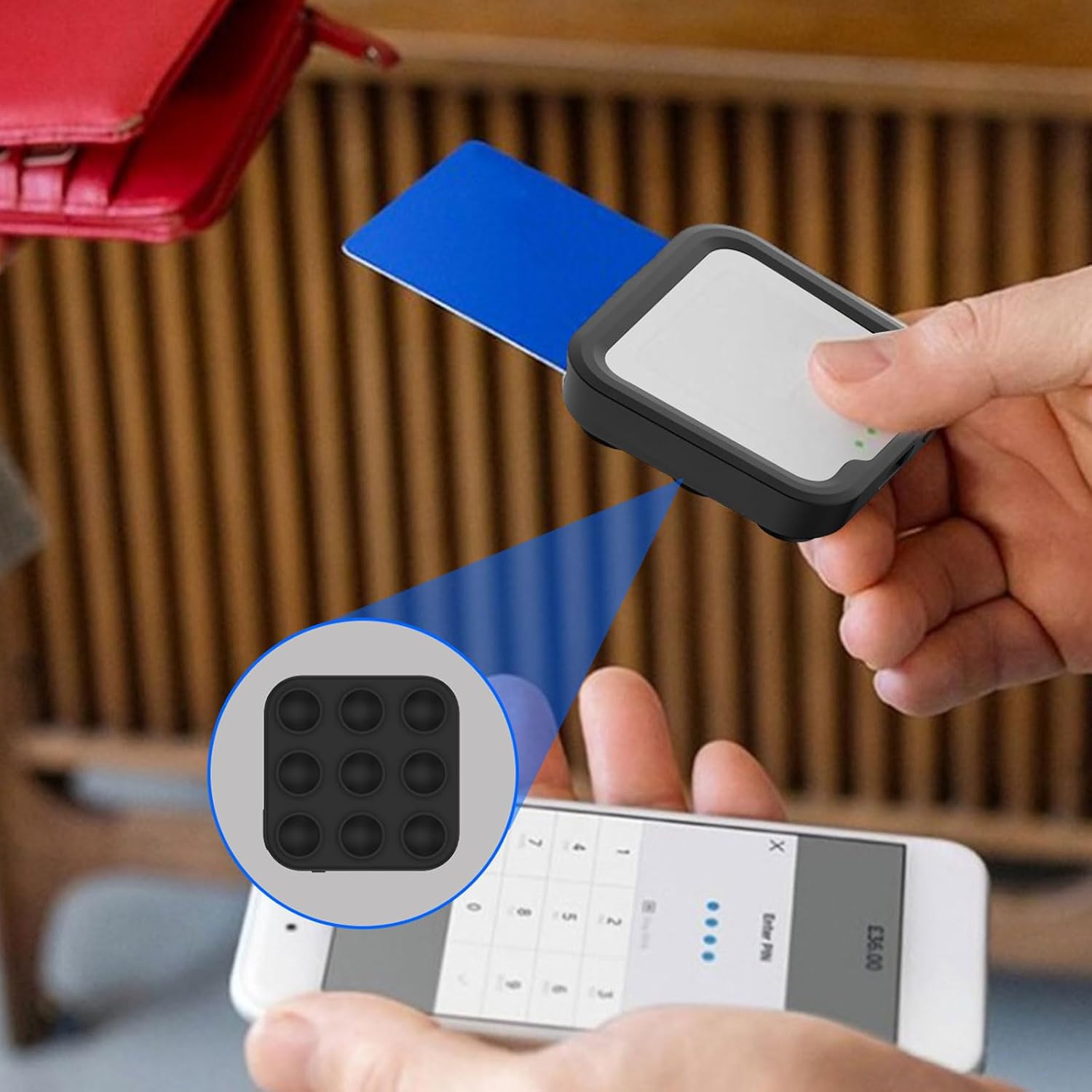 Contactless Chip Card Reader for Square Reader 2nd Silicone Sleeve Suction Cup Protective Case Scratchproof Shell