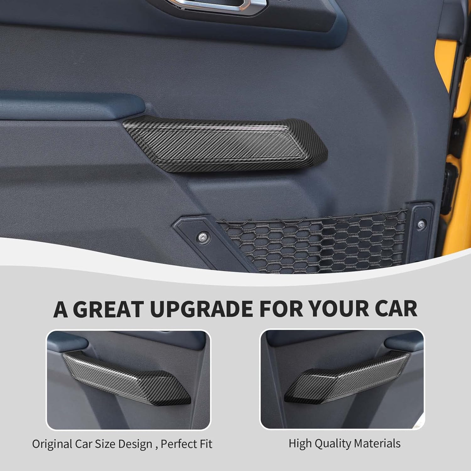 RAZPOY for Bronco Inner Door Handle Cover Compatible with 2021-2025 Ford Bronco Carbon Fiber Interior Accessories 4-Door