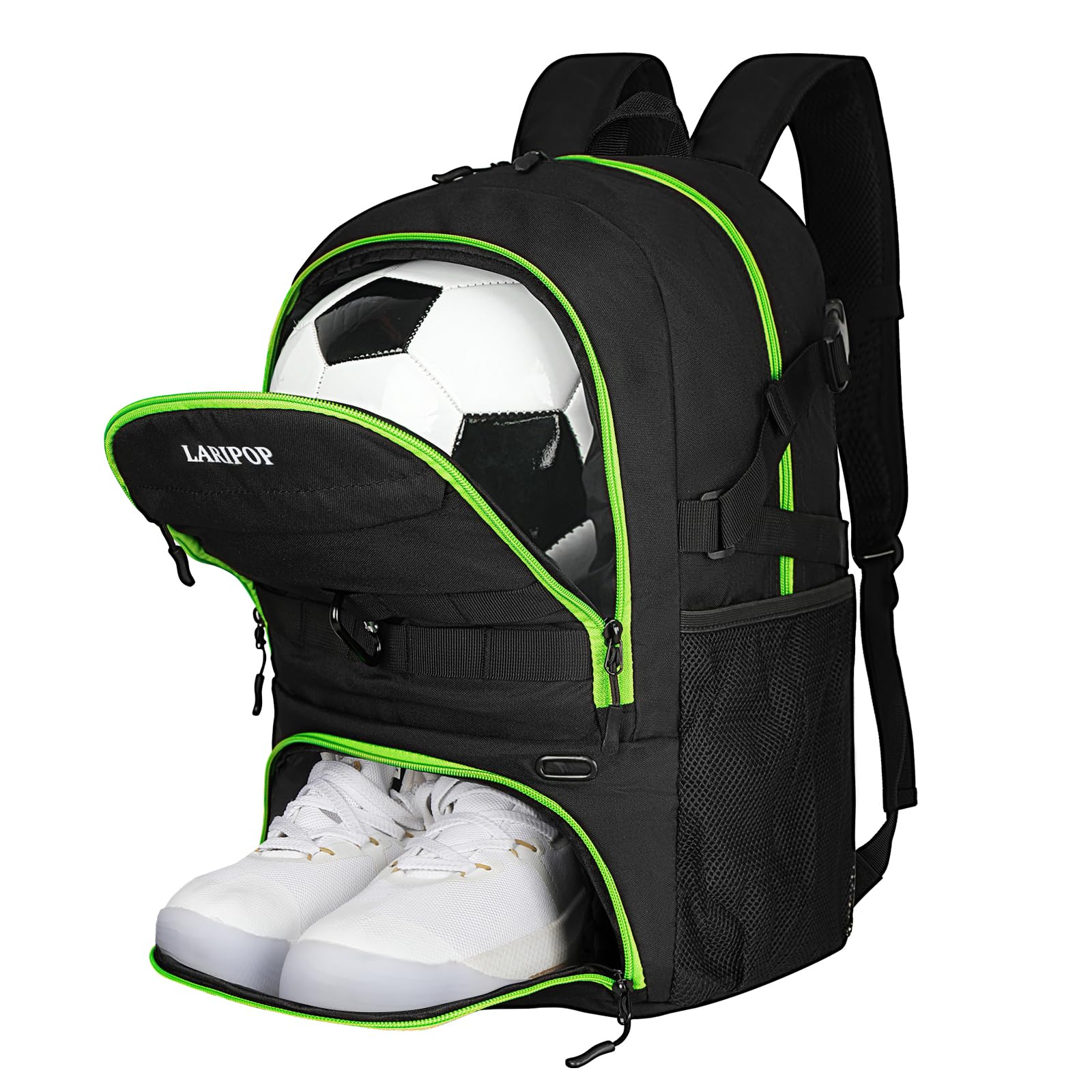 LARIPOP Soccer Backpack Soccer Bag with Ball Holder & Shoe Compartment Youth Sports Equipment Training Bag