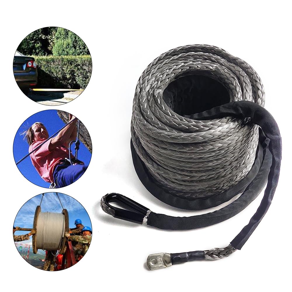 10 mm x 30 m, 23809 lbs, cuerda de plástico, cuerda para cabrestante forestal, cuerda sintética para carretilla de 4 WD, color gris