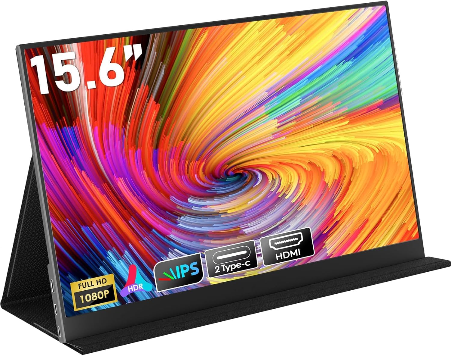HONGO Portable Monitor 15.6 Zoll FHD 1920x1080P IPS Ultradünn, HDR EyeCare Externer Monitor TypeC&HDMI Anschluss für Laptop PC Mac Xbox PS5 Switch Tragbarer Monitor für Arbeits & Spielszene
