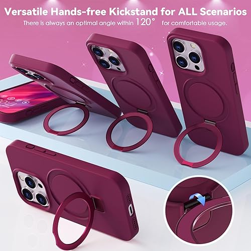 Miniatura 4 de Funda de silicona para iPhone 15 Pro con soporte magnético invisible, delgada, protección a prueba de golpes, fundas para teléfono para mujeres y