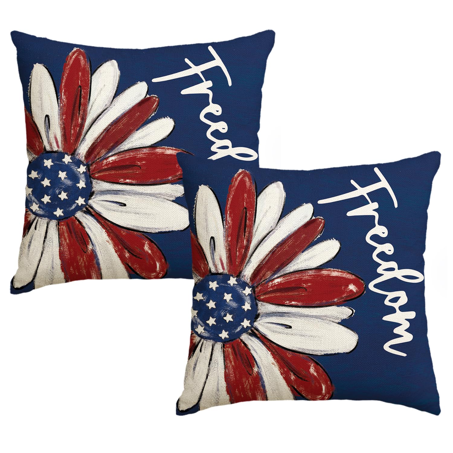 Lot de 2 housses de coussin bleu étoiles patriotiques 45x45