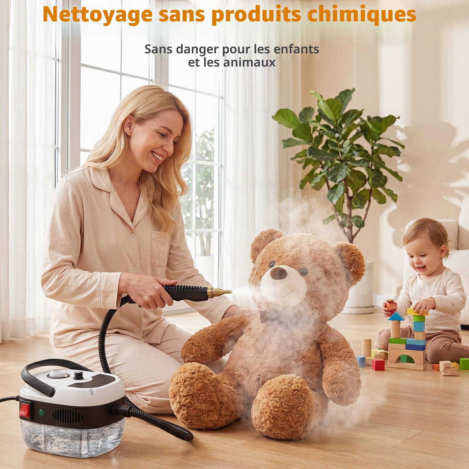 Nettoyeur Vapeur,Nettoyeur à Vapeur Portable 2500W Haute Pression,6 Niveaux de Réglage,Chauffage Rapide 10s,Réservoir D'eau 1L,Pour Cuisine, Salle de Bain, Auto, Sols Haute Pression Steam Cleaner