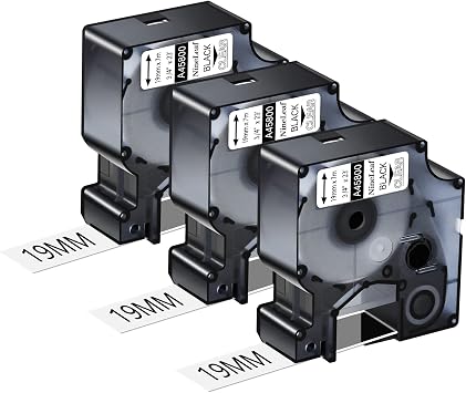 3PK 3/4" Compatible for Dymo Label Maker Refills D1 Black on Clear 45800