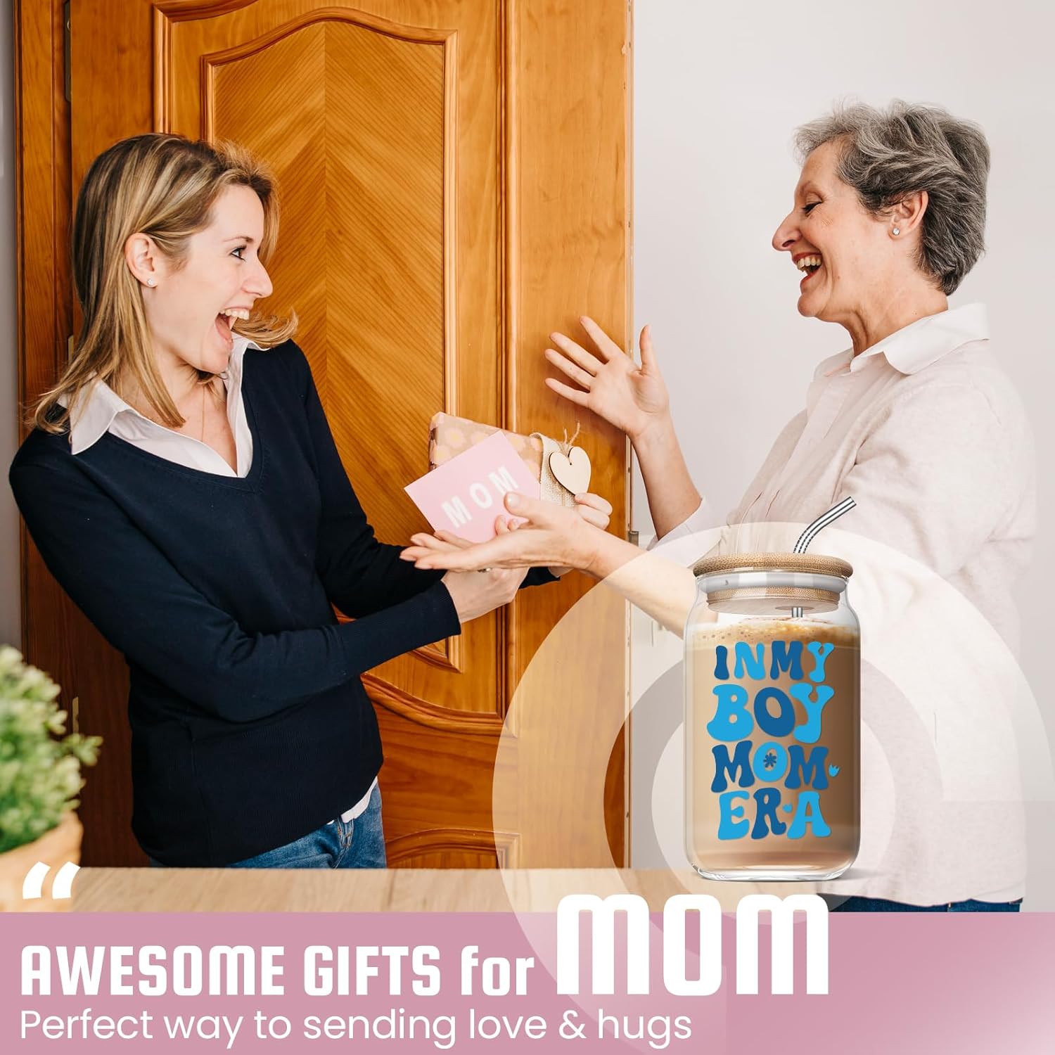 Mothers Day Boy Mom Gifts - Christmas Day Birthday Gifts for Boy Mama, Pregnant New Mom, Expecting Mother, Moms To Be, First Time Mommy - 16 Oz Coffee Glass Cups - Image 6