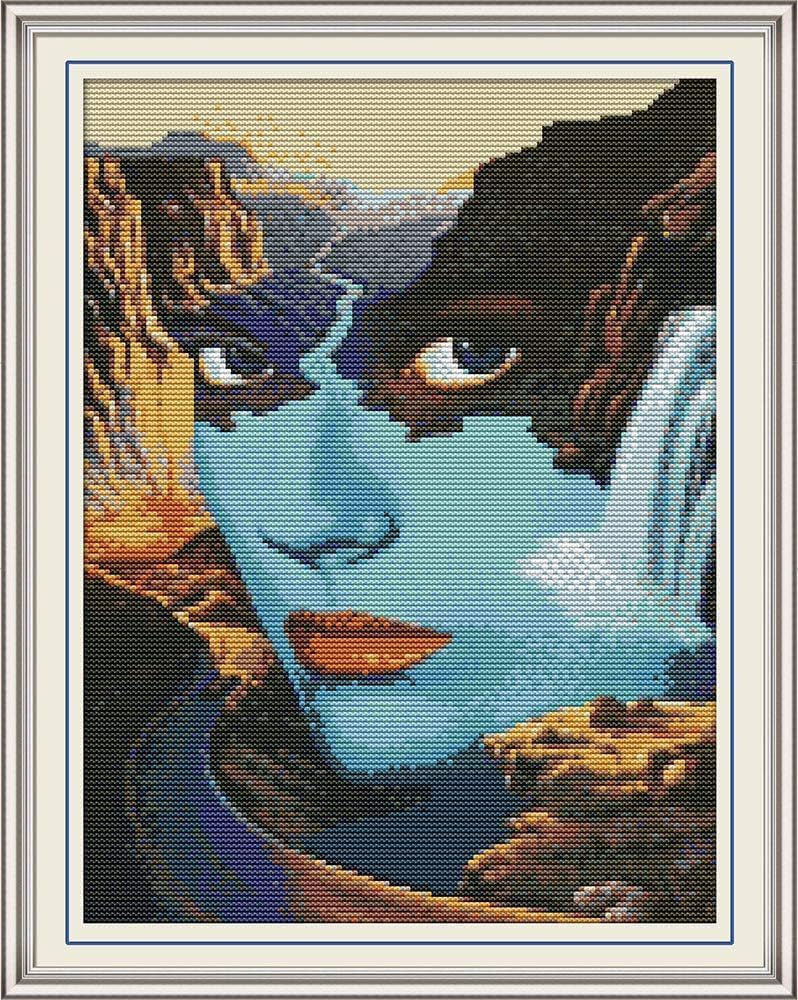 CaptainCrafts Cross Stitch Kits, Counted Cross Stitch Unpreprinted Fabric Embroidery Kits Needlework Crafts (Unpreprinted 14CT, Beauty and Lake)