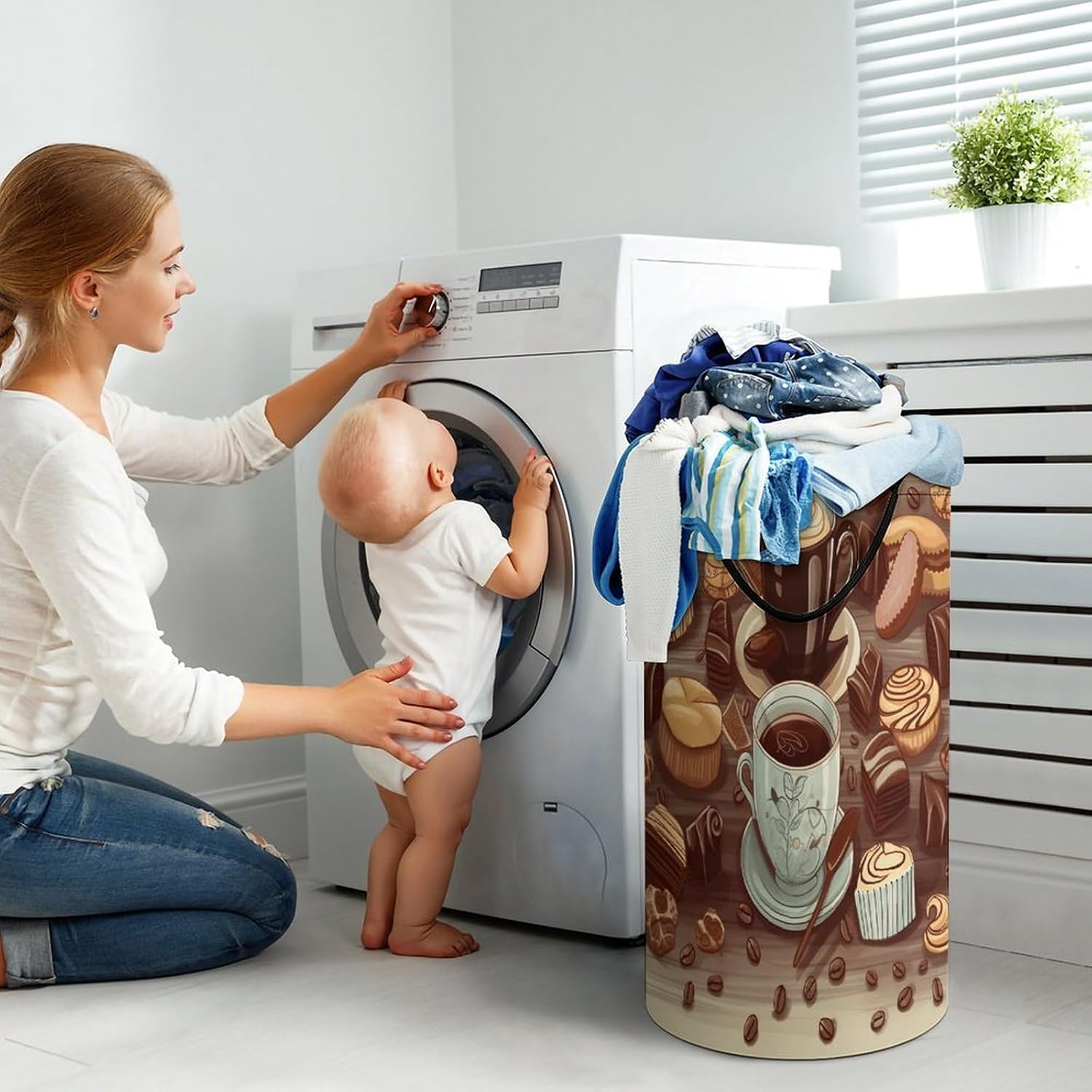 Dirty Clothes Basket Extra Large 110l Open Top Laundry Hamper With Portable Carry Handles, Foldable Waterproof Clothes Basket Spacious Laundry Bag For Bedroom Bathroom Laundry Room Dorm