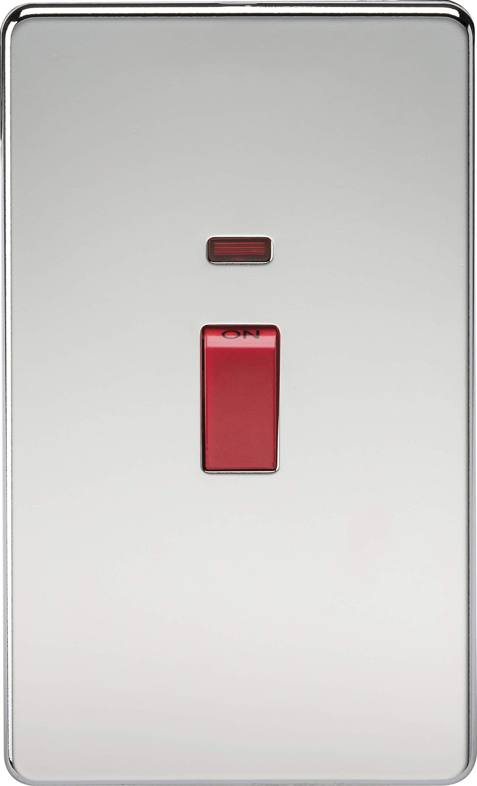 Knightsbridge Polished Chrome Sf8332npc Screwless 45 A 2-Gang Dp Switch, With Neon