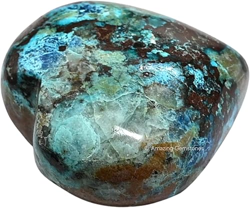 Miniatura 3 de Chrysocolla - Piedra de palmera de corazón de cristal, piedra de preocupación de masaje de bolsillo para equilibrio natural de chakras corporales,