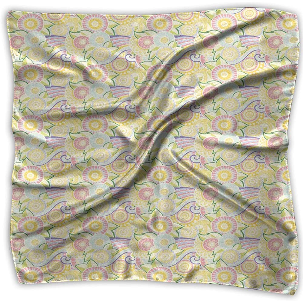 PQU Awesome Multifunctional Headwear,Ornamental Zentangle Pattern Ethnic Floral Arrangement Eastern Cultures Fashion Neck Balaclava For Mountain Running Climbing 100x100cm